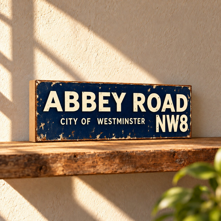 Abbey Road NW8 Wooden Sign Vintage London Street Plaque 28cm