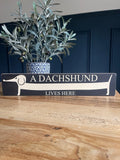 dachshund lives here sign wooden vintage style pet signs