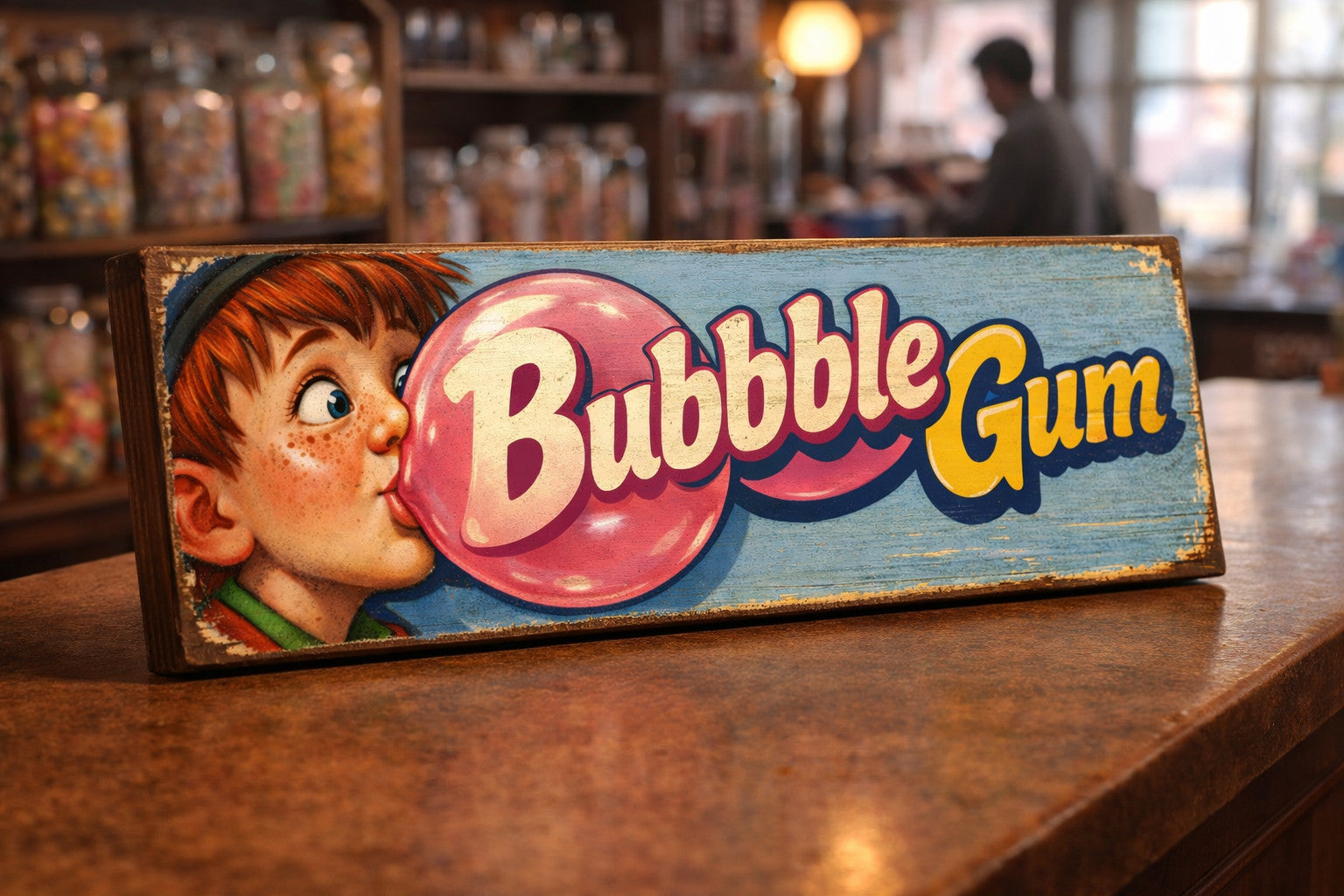 Bubble Gum Sign Vintage Sweet shop signs wooden advertising Retro Signs