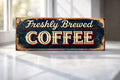 Coffee Sign Freshly brewed Coffee Vintage Style wooden Signs Rustic 28cm kitchen