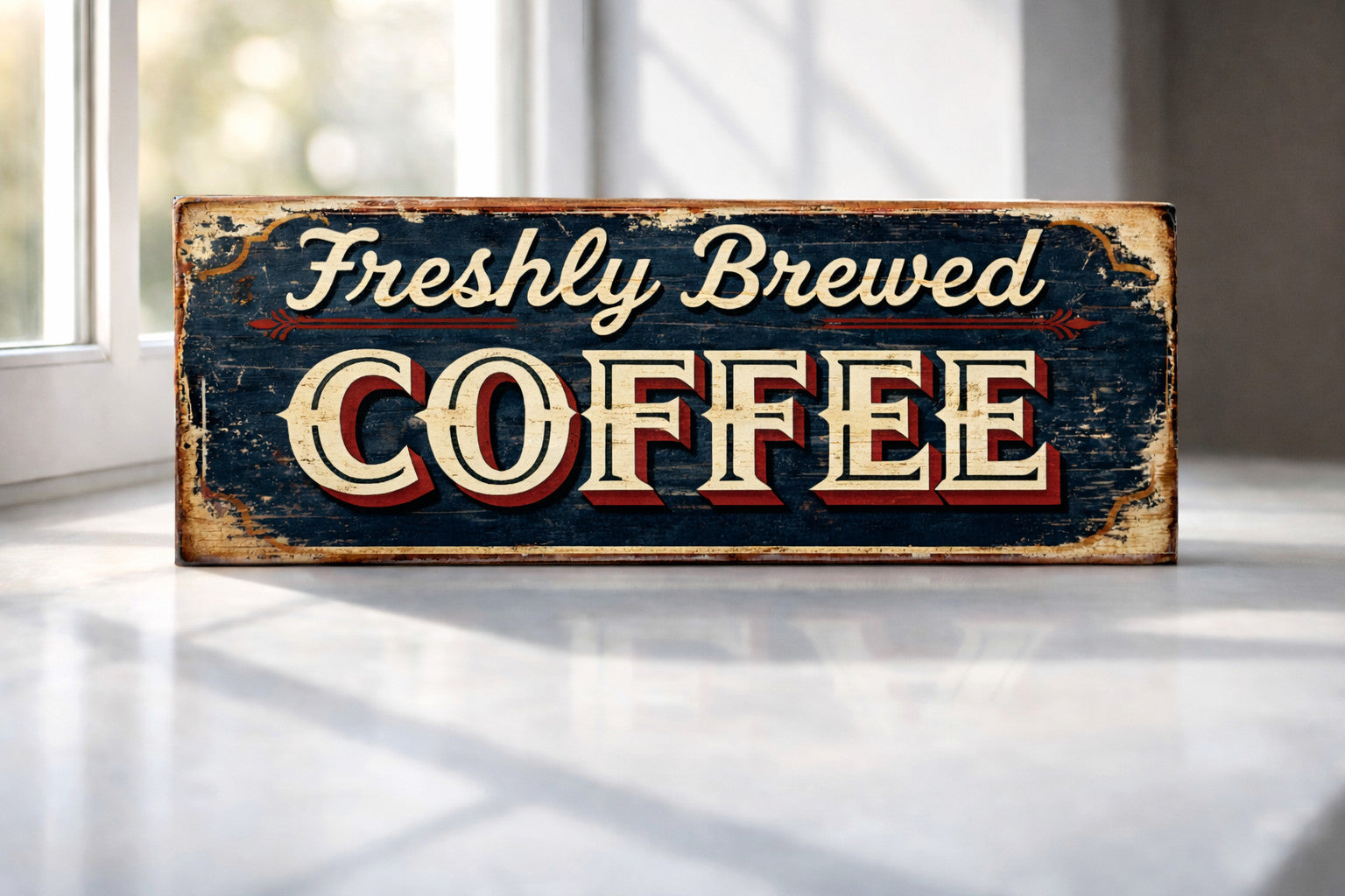 Coffee Sign Freshly brewed Coffee Vintage Style wooden Signs Rustic 28cm kitchen