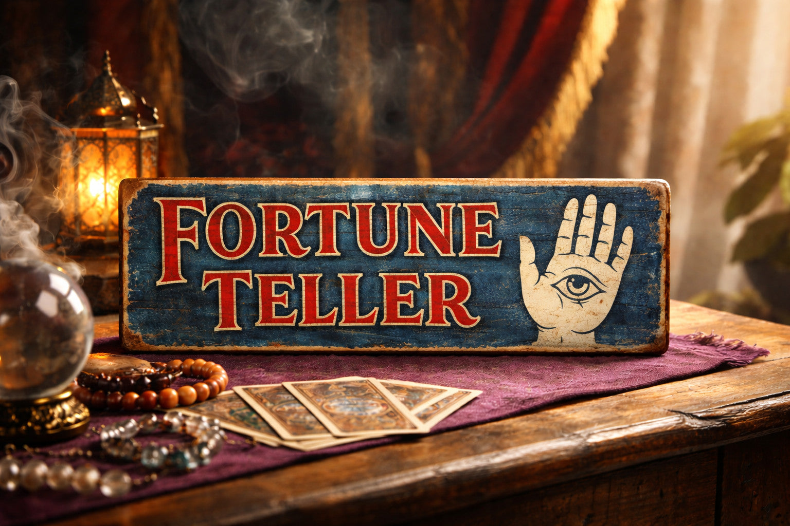 Fortune Teller sign vintage style wooden signs Circus Fairground Palm Reading