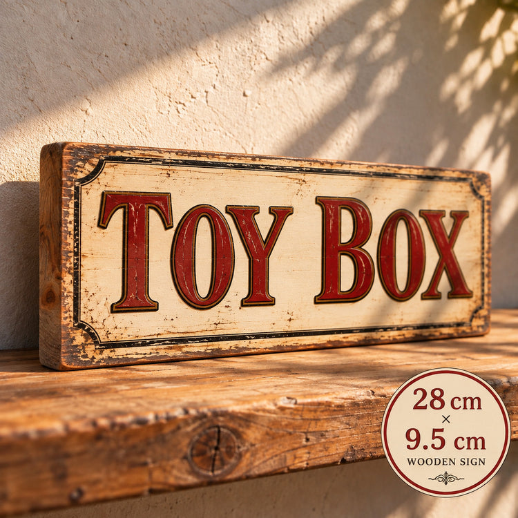 Toy Box Sign wooden sign signs Kids Room 28cm vintage classic signs