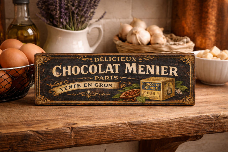 French Advertising Vintage Style Sign Wooden Café décor farmhouse 28cm
