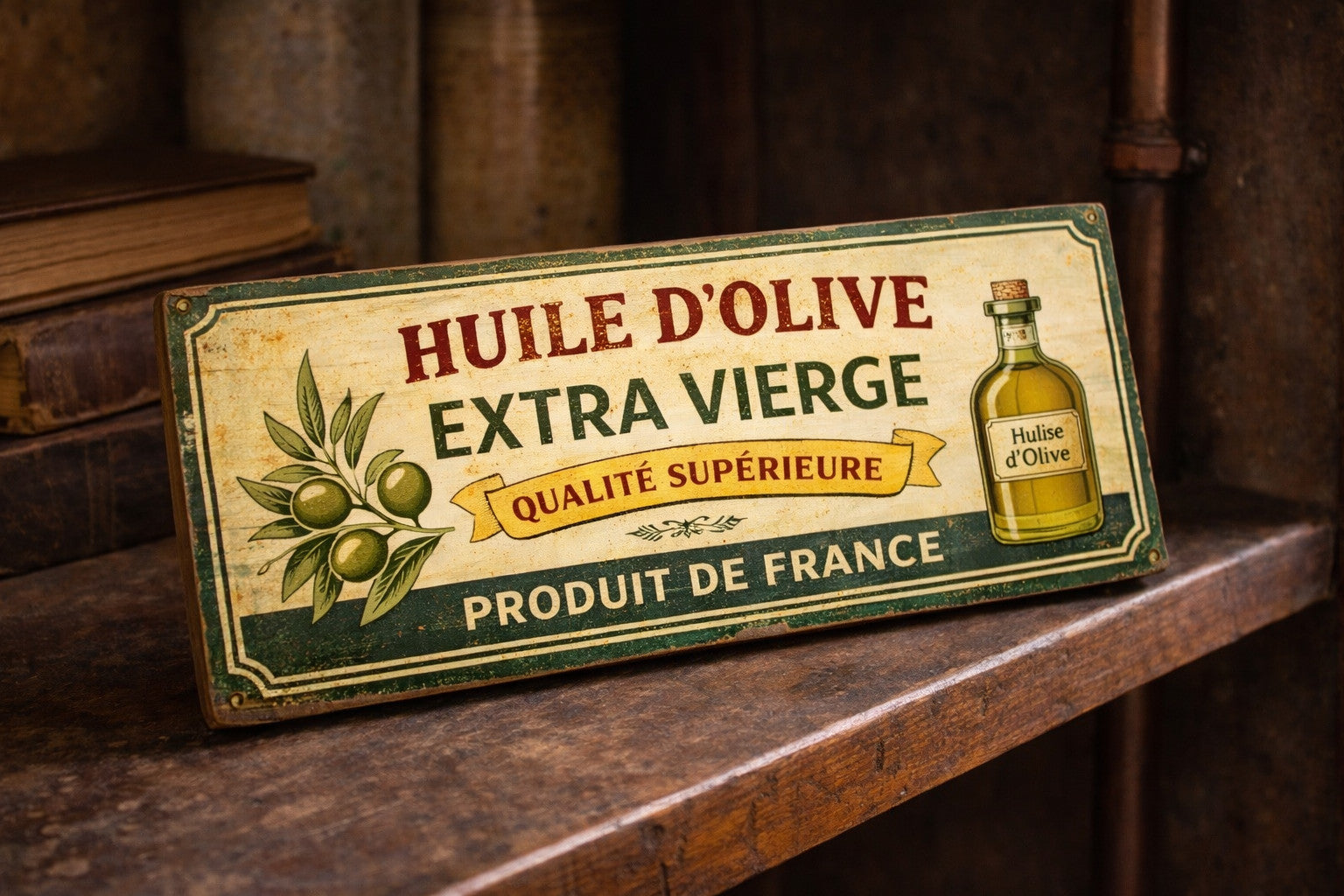 Advertising Sign French style olive oil wooden kitchen signs cafe