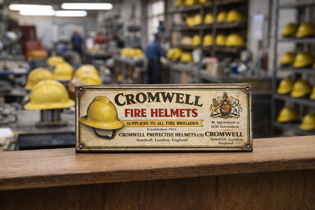 Fire Helmet Sign Cromwell vintage style wooden signs fire brigade Helmets 28cm