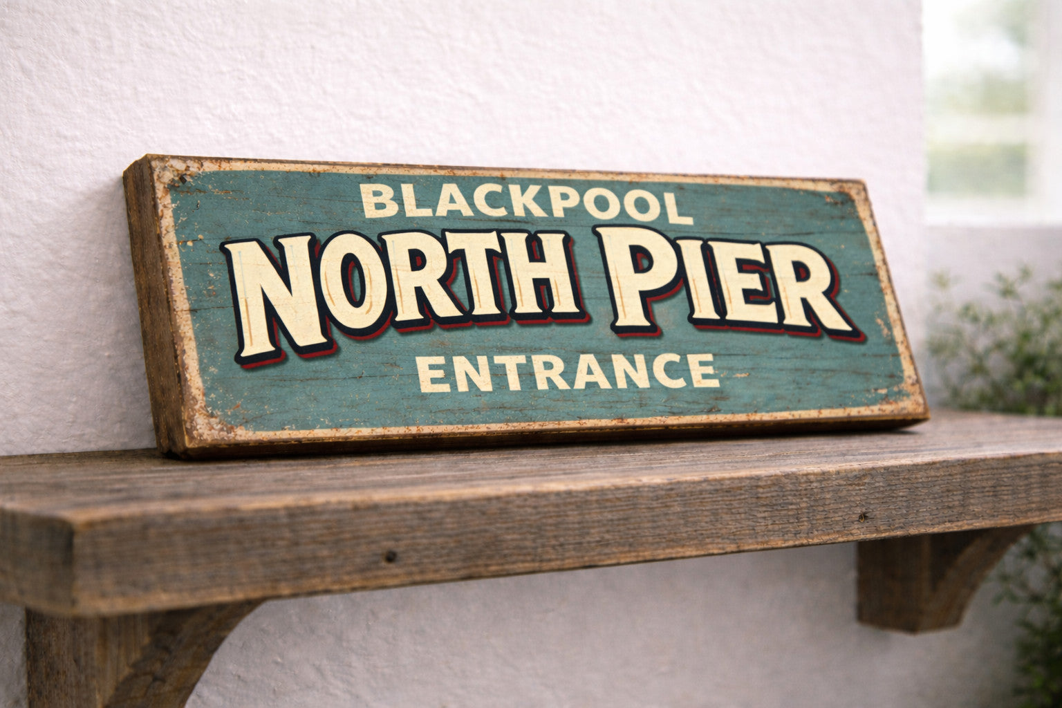 Blackpool Pier sign North vintage style wooden signs gifts BLACKPOOL