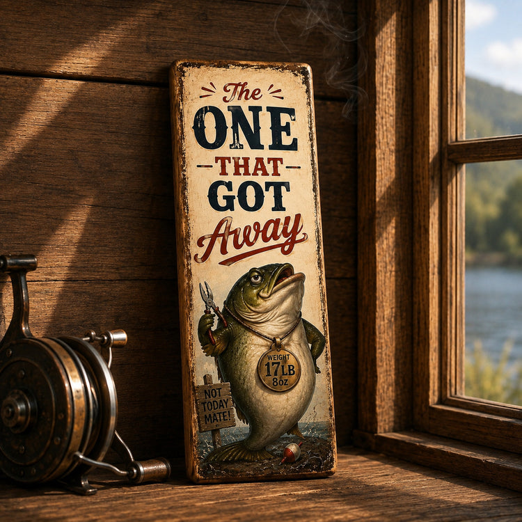 Fishing Sign funny fisherman gift Angler the one that got away vintage style