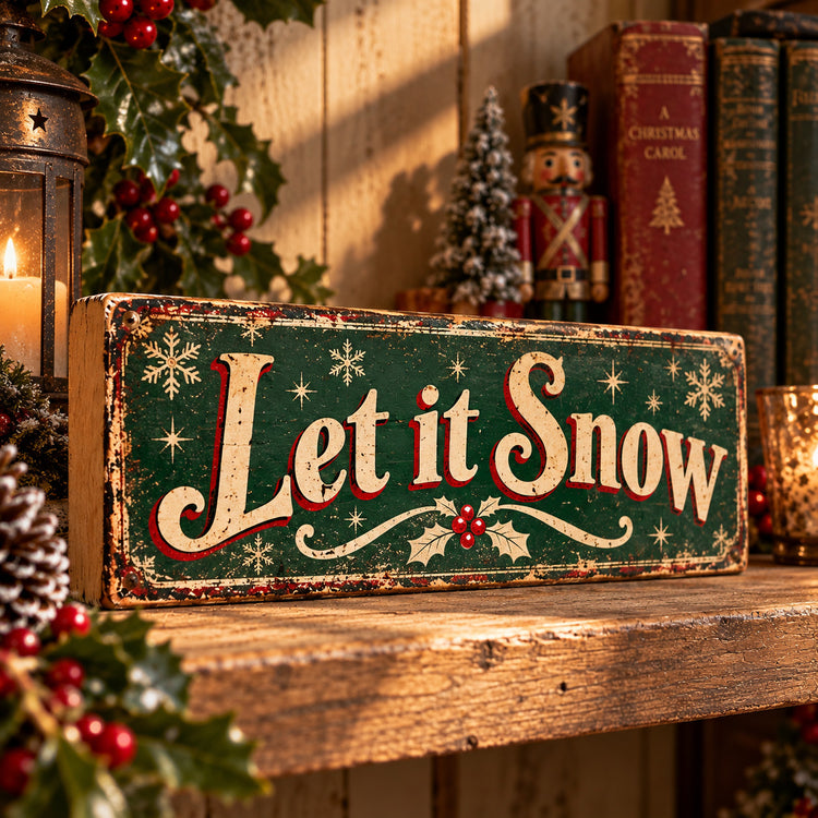 Let it  Snow Sign wooden Signs Christmas Signs Festive Santa Elf Gift
