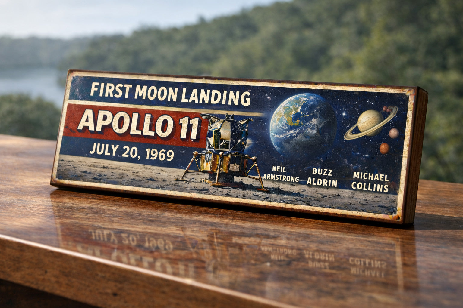 Apollo 11 Moon landing sign 1969 vintage style MOON astronaut space buzz