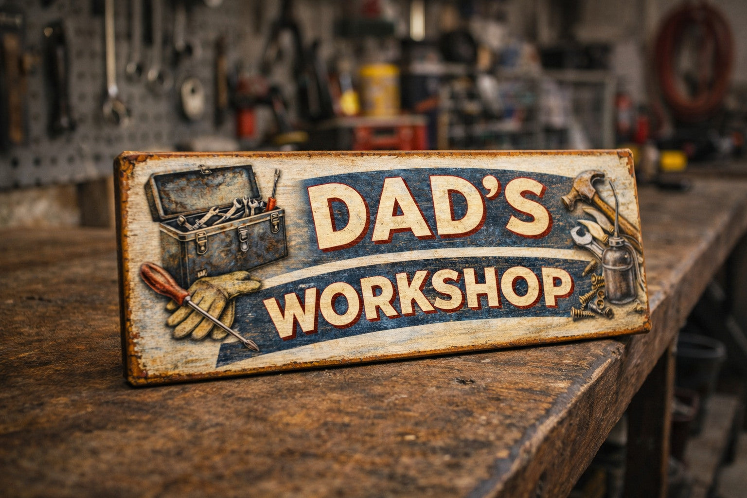 Dads Workshop sign wooden gift Dad garage sign 28cm plaque Dad's Workshop