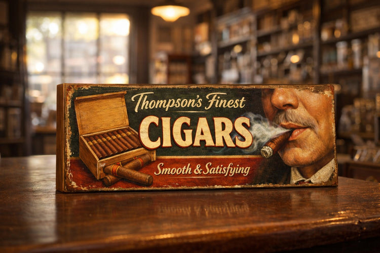 Cigars old vintage style sign advertisement wooden signs retro look  Tobacco 60s
