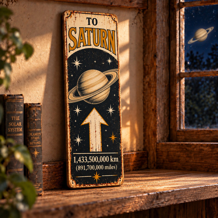 Saturn Sign Directional Space Astronomy Lunar CELESTIAL vintage style