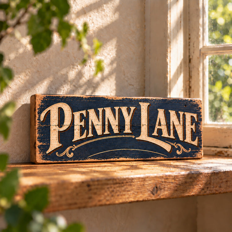 PENNY LANE Vintage Style Wooden Sign Handmade Retro Street Sign Wall Plaque Home