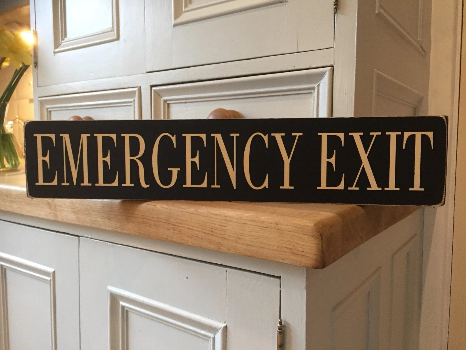 Emergency Exit Sign - Vintage Wooden Retro Decor UK – Fat Frog Signs