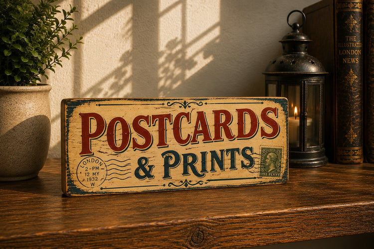 Postcards & Prints Sign Wooden Vintage Antique Style Advertising shop Signs 28cm