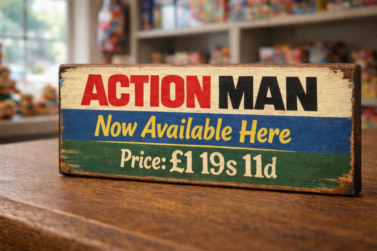 Action Man inspired sign vintage style wooden Toy signs classic 60s 70s