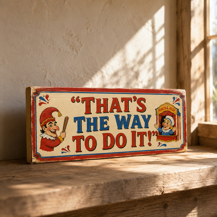 Punch & Judy sign vintage style seaside seafront pier antique signs wooden 28cm