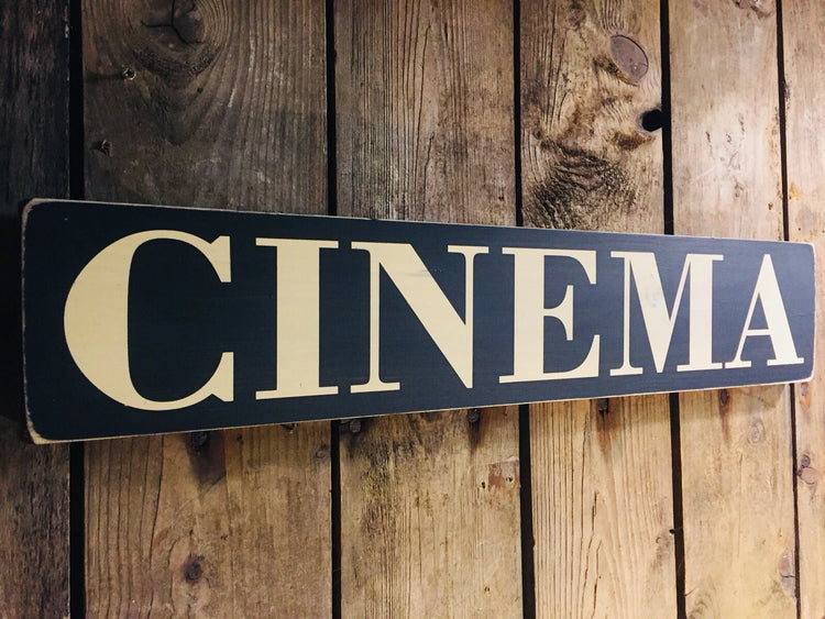 cinema wooden sign vintage style signs