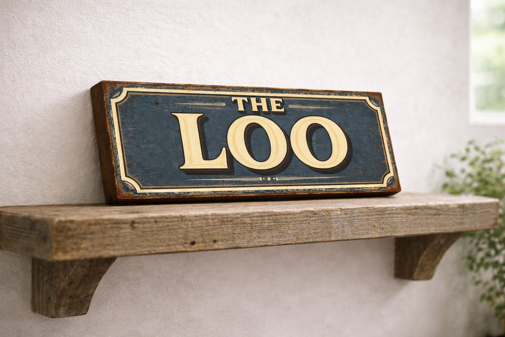Toilet Loo sign bathroom privy vintage style toilets sign 28cm LOO