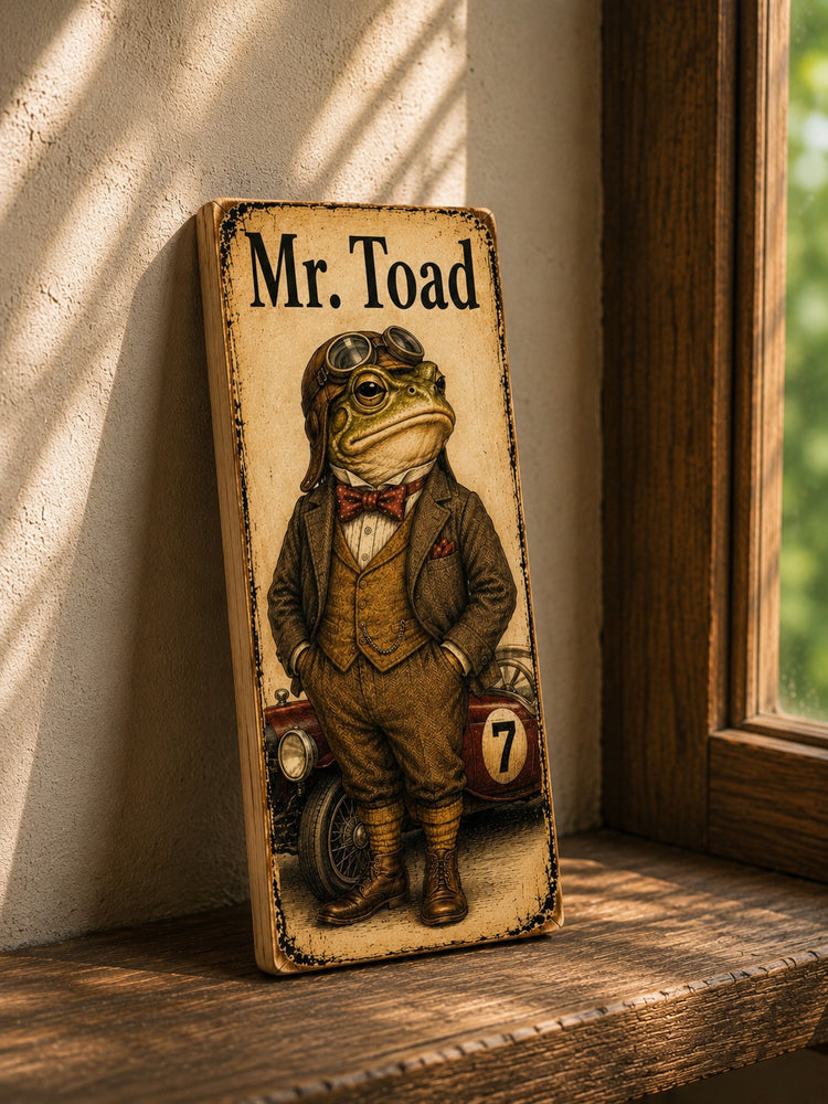 Toad wooden sign Mr Toad Woodland Animal Art Signs 28cm