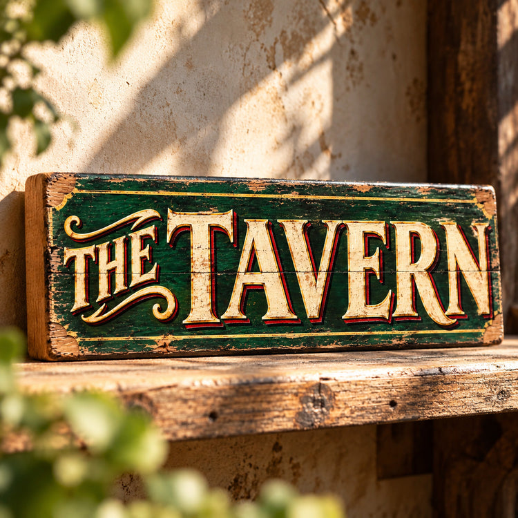 Tavern Pub Sign Vintage Style Wooden Old Fashioned Classic Bar British Pubs