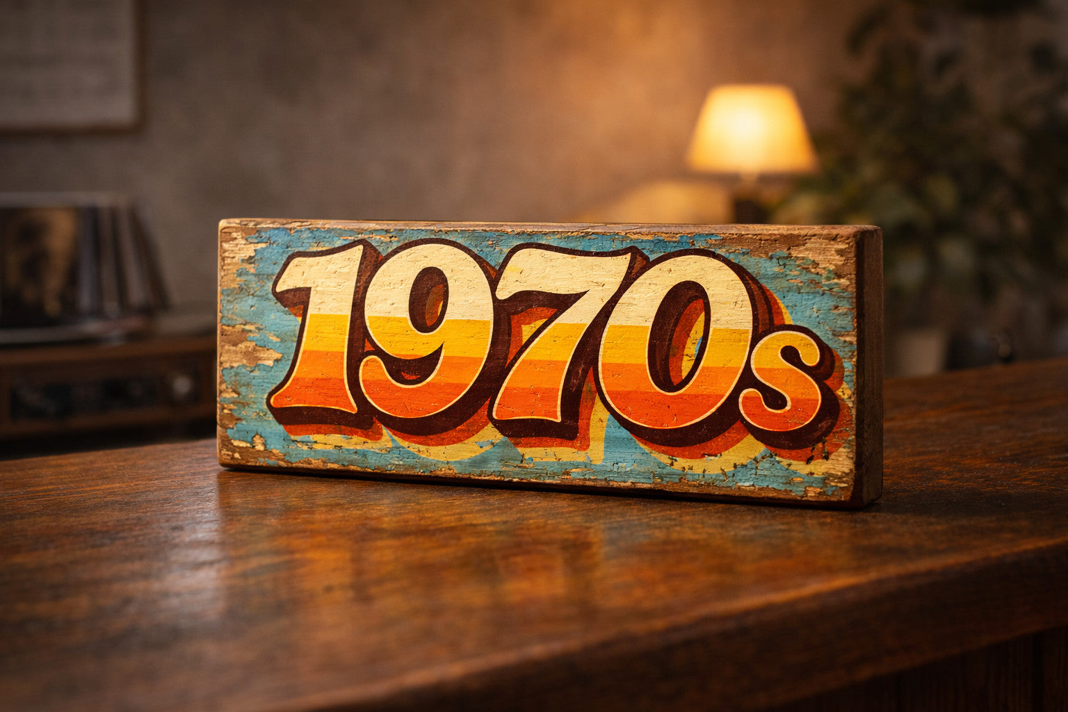 1970s sign vintage style wooden sign 70s 60s 28cm plaque Retro