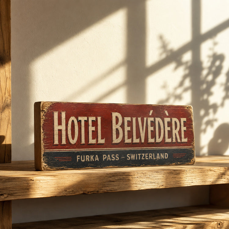 Hotel Belvedere Switzerland Furka Pass 007 Vintage Style wooden sign 28cm
