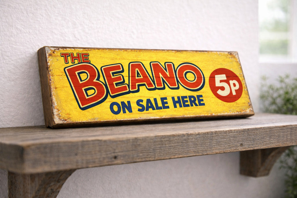 Beano sign vintage classic retro style shop signs wooden comic dandy BEANO