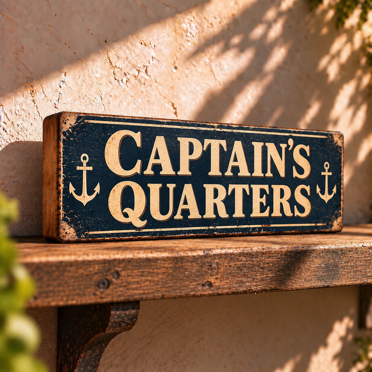 Captain's Quarters Sign Boat Ship Nautical Signs Wooden Vintage Style CAPTAIN