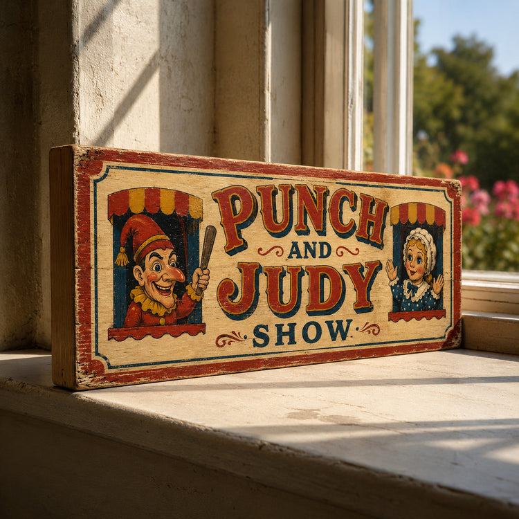 Punch and Judy Sign Victorian style vintage signs seaside show antique style