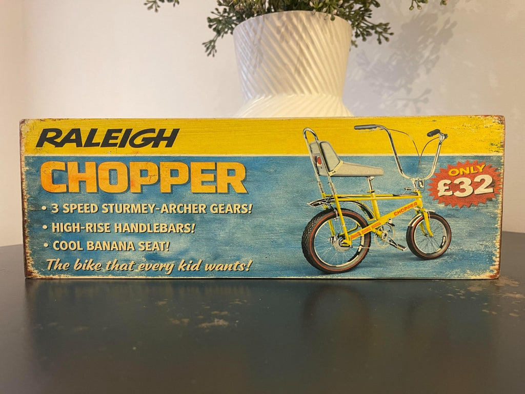 Chopper Raleigh Sign retro vintage style signs wooden plaques old pushbikes 28cm