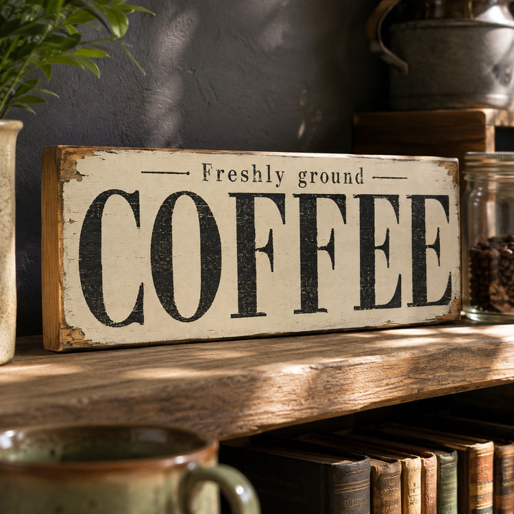 Coffee Sign Vintage Style wooden Signs Rustic 28cm Cafe Kitchen Bakery COFFEE
