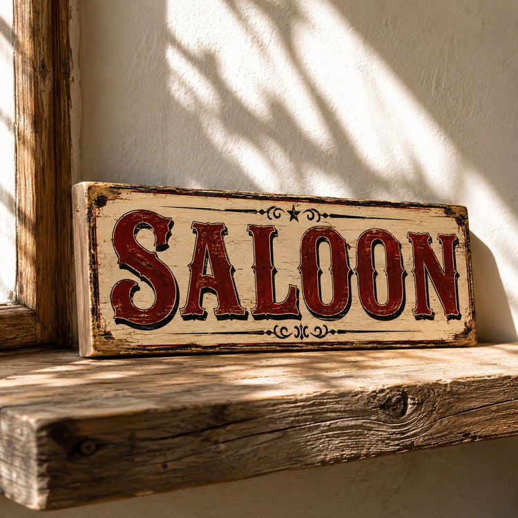 Saloon Sign Vintage Western Cowboy Wild West wooden Plaque 28cm