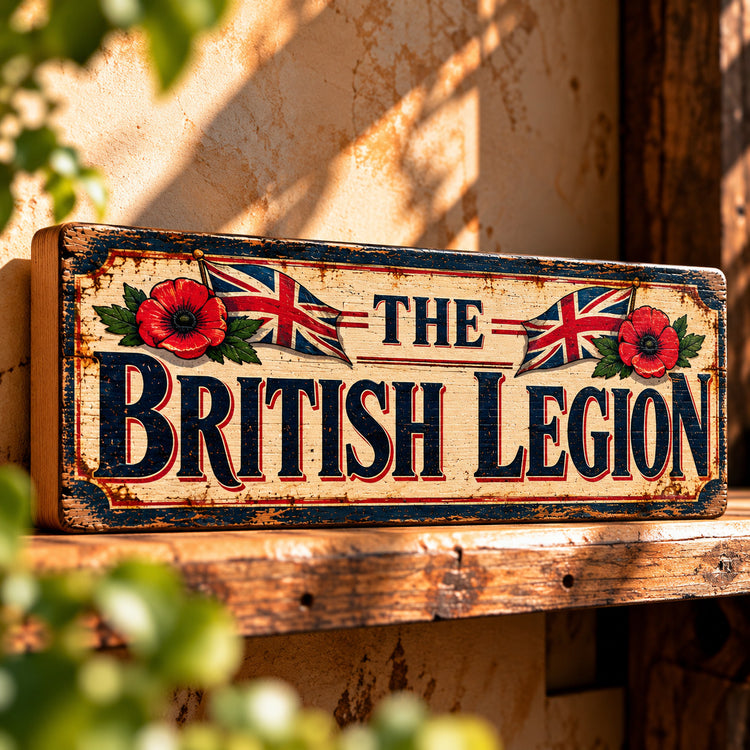 The British Legion Sign Vintage Style Wooden Old Classic Bar British Army Pubs