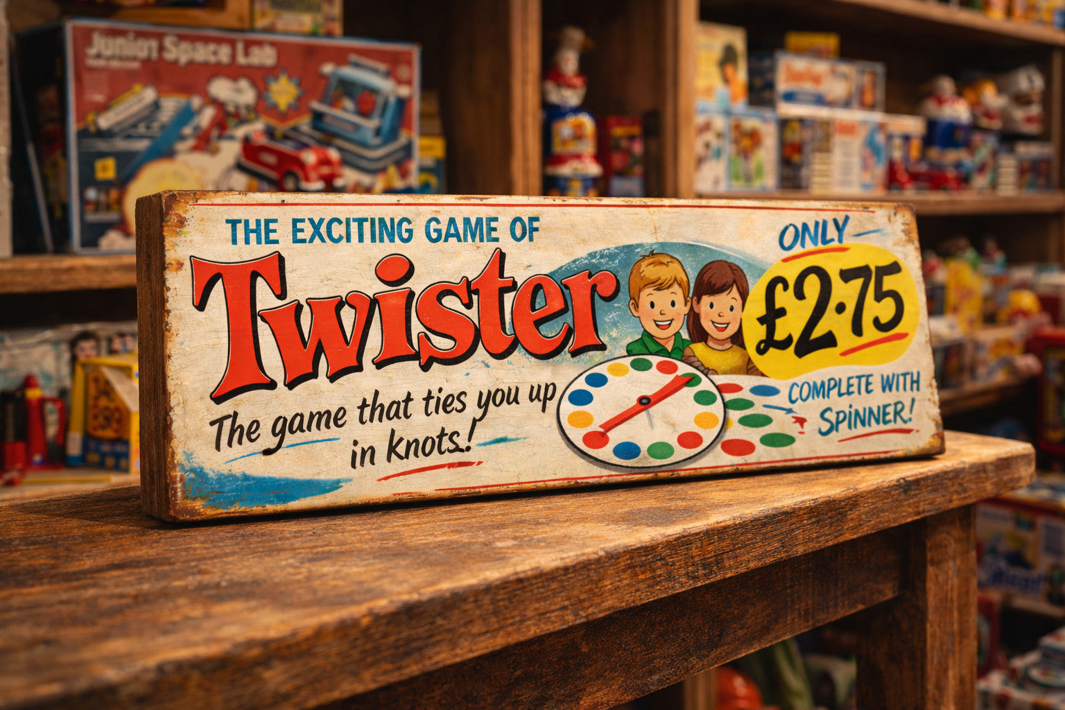 Twister Retro Game Signs Classic Vintage style signs Toy Shop wooden signs 28cm