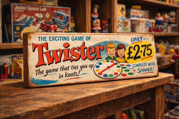 Twister Retro Game Signs Classic Vintage style signs Toy Shop wooden signs 28cm