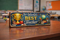 Best Teacher gift sign world's best teacher wooden sign vintage style TEACHER
