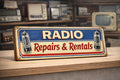 wireless radio sign vintage radios repairs & rentals 28cm wooden sign valves