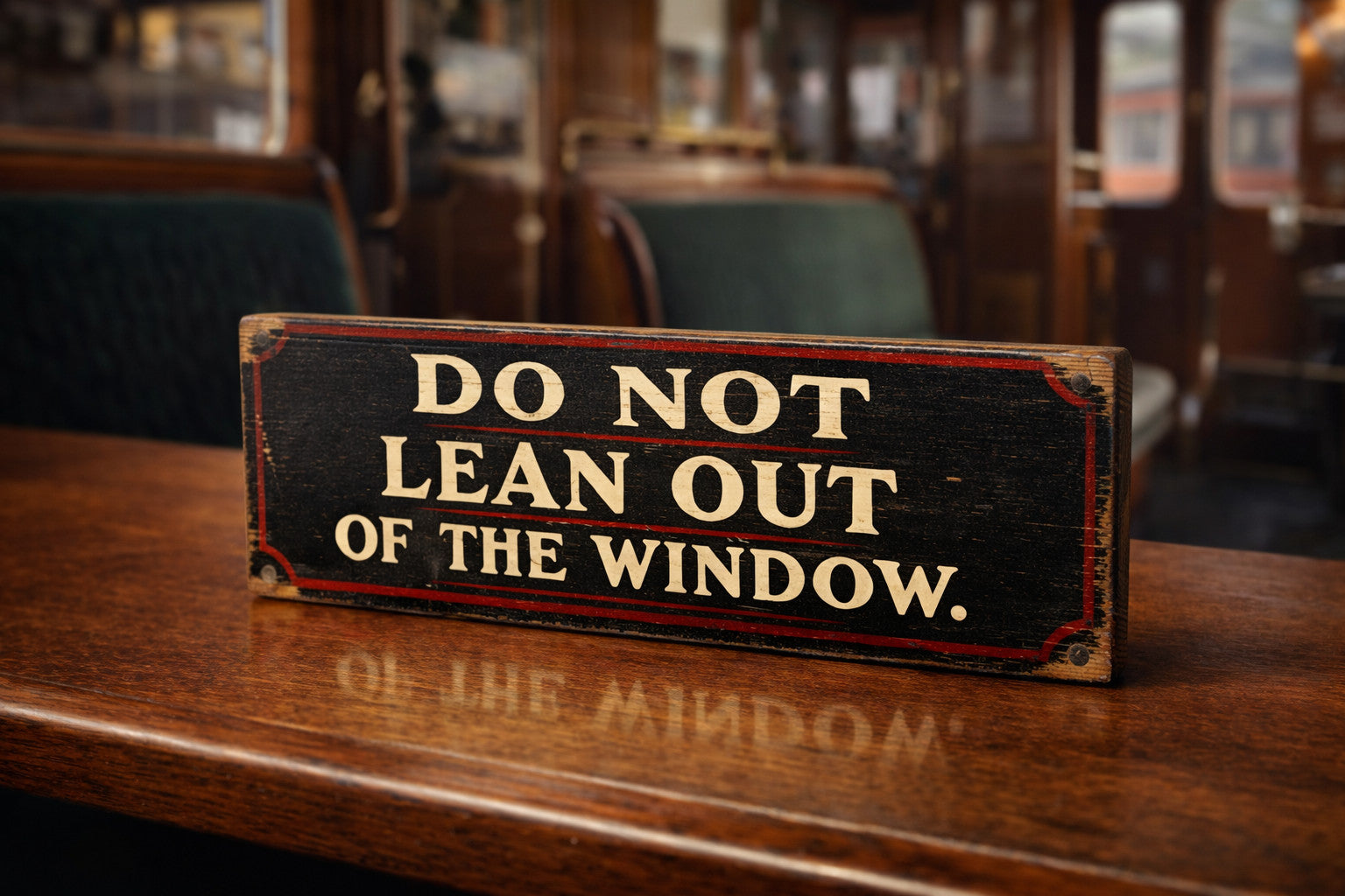 Vantage Old Railway Style Sign style do not lean out of window carriage platform
