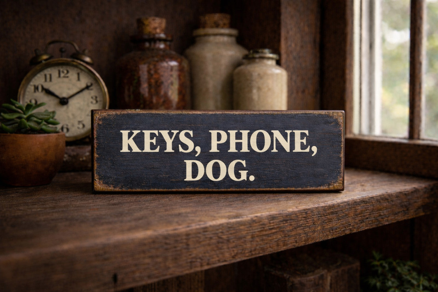 Dog sign Keys, Phone, Dog funny Wooden Signs Don't forget Keys 28cm