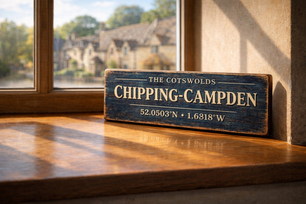 Chipping Campden vintage style wooden sign 28cm The  Cotswolds Kitchen Signs