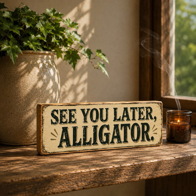 See You Later Alligator sign Wooden House Signs Welcome Kitchen Vintage Style