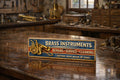 Brass instruments sign vintage style 28cm horns trumpets trombone saxophone wood