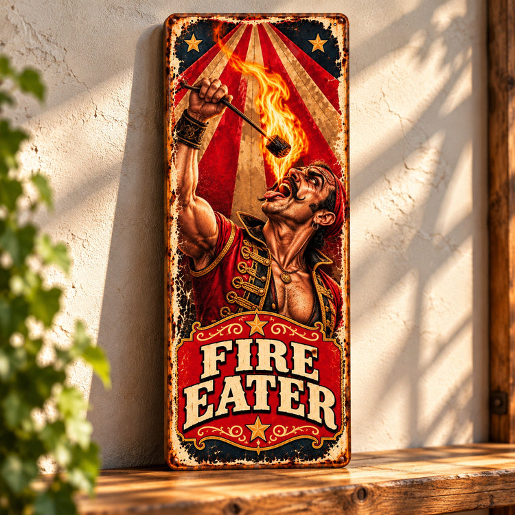 Fire Eater Sign wooden plaque vintage style fairground CIRCUS Horror