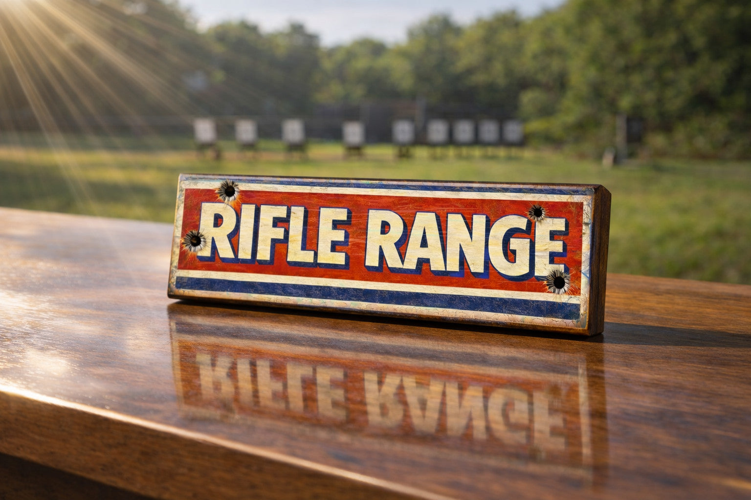 Rifle Range sign wooden shooting signs vintage style 28cm RIFLE GUN Rifles Guns