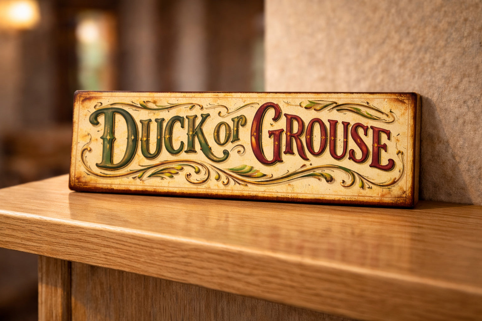 Duck or Grouse sign low doorway DUCK vintage style signs wooden 28cm cosy rustic