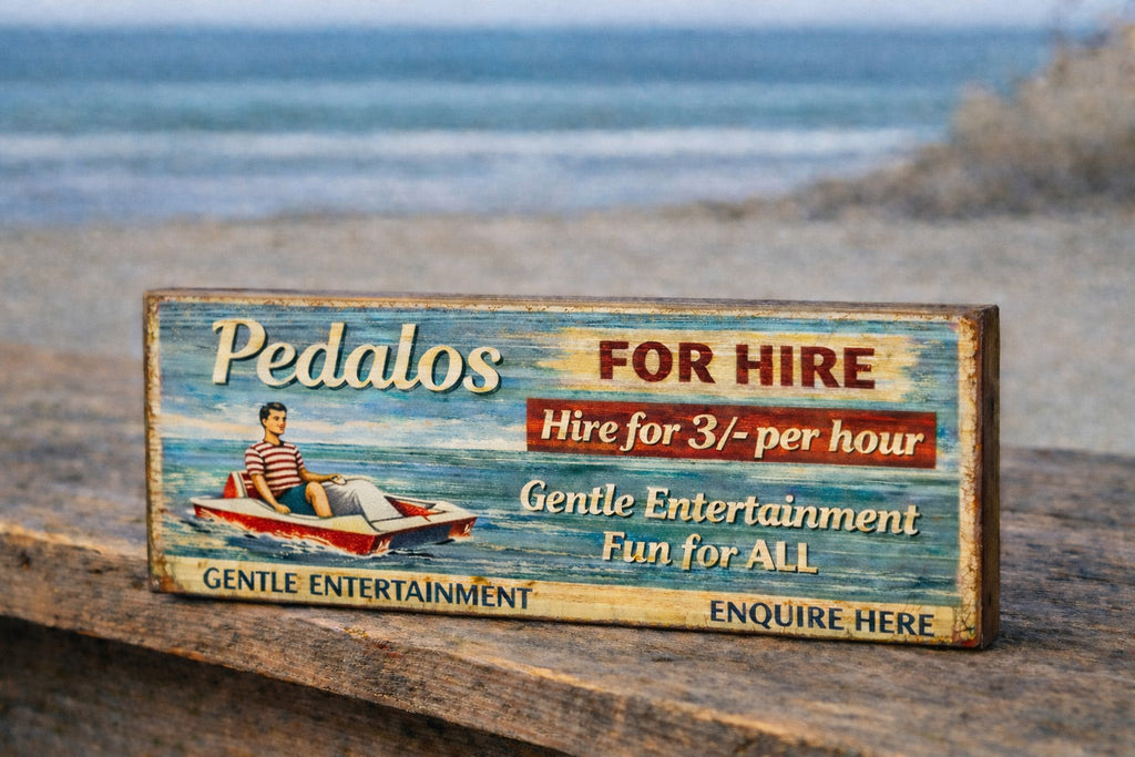 Padalos seaside sign vintage style seaside punch & Judy wooden 28cm beach plaque