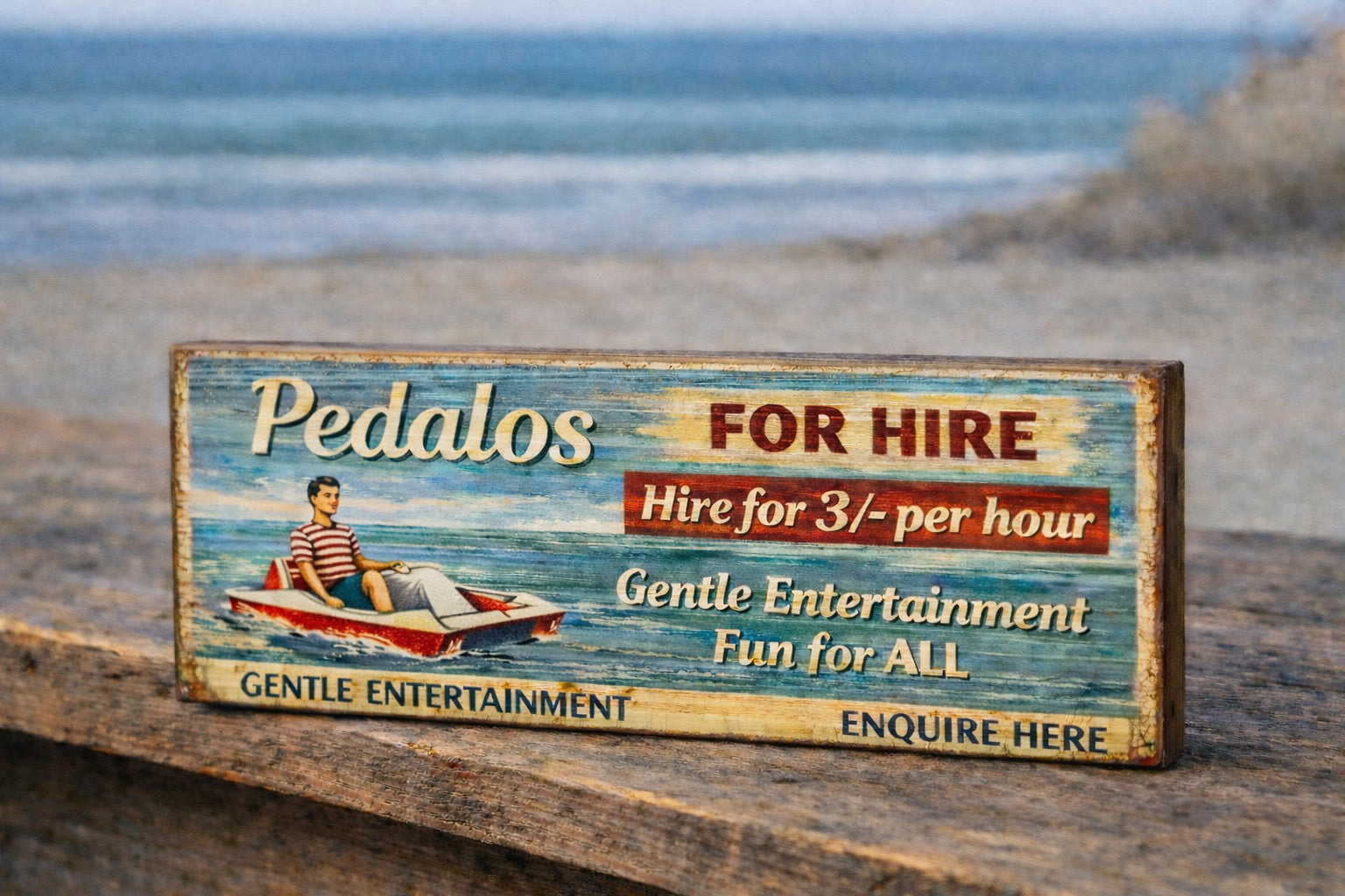 Padalos seaside sign vintage style seaside punch & Judy wooden 28cm beach plaque
