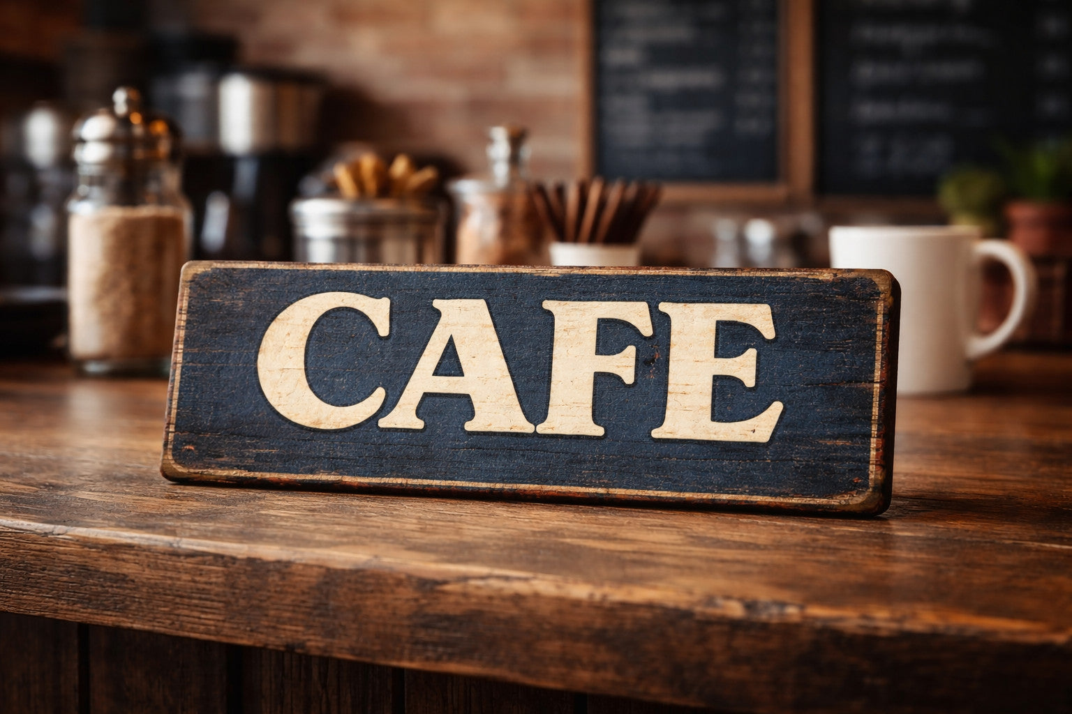 Cafe sign plaque vintage style wooden signs CAFE BAR coffee 28cm